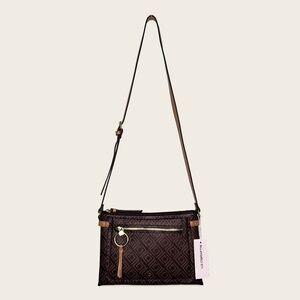 Liz Claiborne Brown Monogram Ingrid Crossbody Bag
